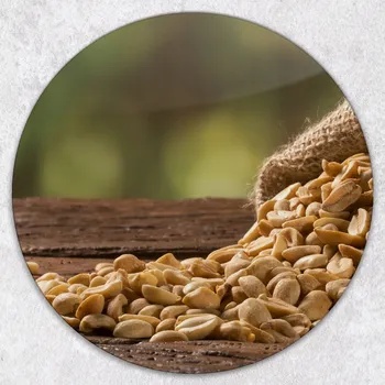 Kuchyňské prkénko Kulaté tvrzené skleněné kuchyňské prkénko s grafikou - pytel ořechů, průměr 40 cm