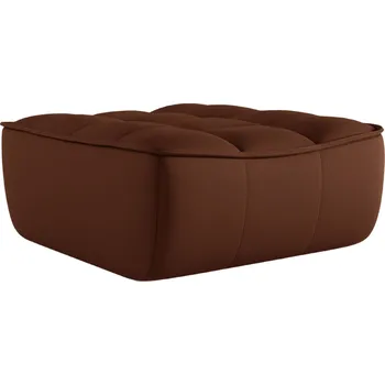 Taburet Maison Heritage Koňakově hnědá kožená podnožka Moni 90 x 83 cm