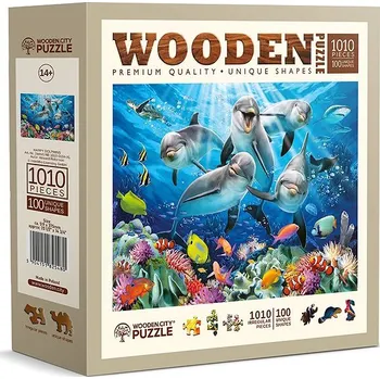 Puzzle WOODEN CITY Dřevěné puzzle Šťastní delfíni 1010 dílků