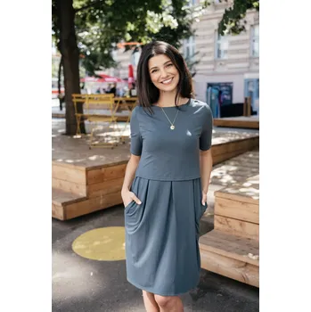 Dámské šaty Bambusové šaty Vera s rukávem po loket petrolejová Velikost: S