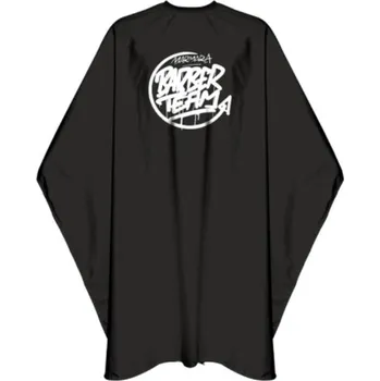 Marmara Barber Team Pro Cape - černá pláštenka s gumovým vyšším golierom, 150 x 160 cm