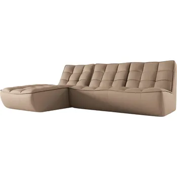 Pohovka Maison Heritage Tmavě béžová kožená rohová pohovka Moni 246 cm, levá