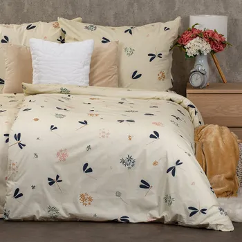 Povlečení 4Home Bavlněné povlečení Dragonflies, 140 x 220 cm, 70 x 90 cm, béžová