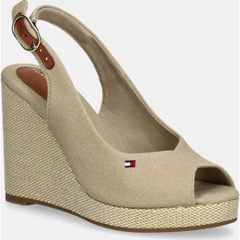 Dámská obuv Sandály Tommy Hilfiger FLAG HIGH WEDGE ESPAD SLINGBACK FW0FW08597 béžová 80X, EUR 40