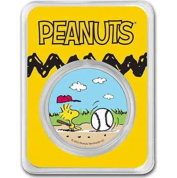Stříbrná medaile 1 oz Peanuts Woodstock at Bat 2022 Kolorovaná TEP