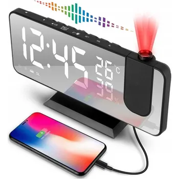 Budík BUDÍK ELEKTRONICKÝ LED PROJEKTOR TEPLOTA RÁDIO 5V1