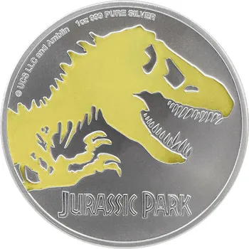 Stříbrná mince 1oz 2020 Jurský park 2 $ zlacená