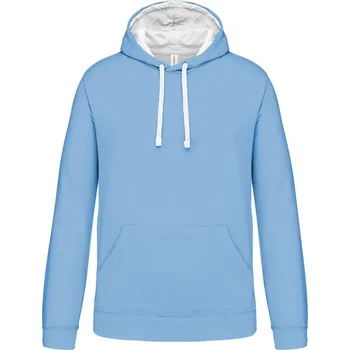 Pánská mikina KARIBAN Pánská mikina s kontrastní kapucí K446 Barva: Modrá nebeská - Bílá, Velikost: 3XL