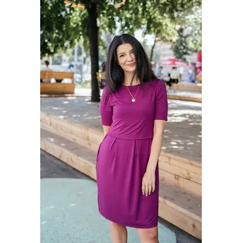 Dámské šaty Bambusové šaty Vera s rukávem po loket švestkově fialová Velikost: S