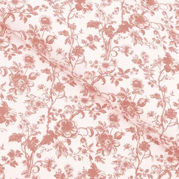 Bavlněná látka/plátno Sandra SA-640 Lososové květiny na bílém - šířka 135 cm