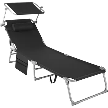 Zahradní lehátko TecTake GmbH 405099 lehátko chloe 4 polohové, s podhlavníkem - černá