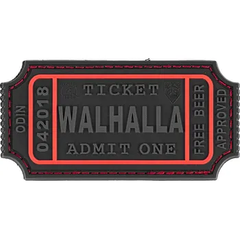 Nášivka JTG PVC 3D nášivka "WALHALLA TICKET - Odin approved" - černá/červená