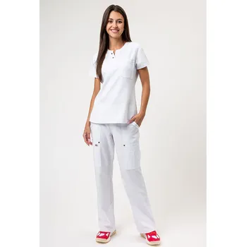 Dámský overall Dámská lékařská souprava Dickies EDS NXT (halena Round Neck, kalhoty Wide Leg) bílá
