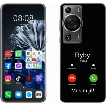 Pouzdro na mobilní telefon Gelový kryt mmCase na Huawei P60 Pro - ryby volají černé pozadí