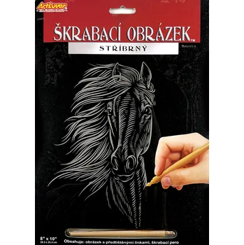 Dětské zboží Škrabací obrázek stříbrný - Koňská hlava