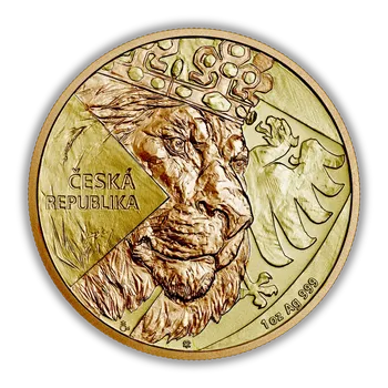 Česká Mincovna Stříbrná mince 1 oz Český lev 2024 Duálně zlacená v etui