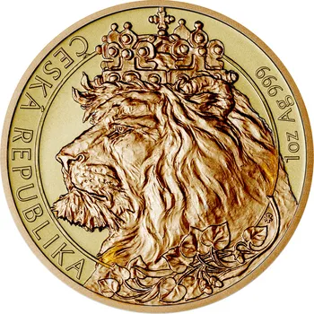 Sběratelství Česká Mincovna Stříbrná mince 1 oz Český lev 2021 Duálně zlacená v etui