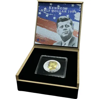 Stříbrná mince 12,5 g Kennedy Half Dollar 1964 Pozlacená