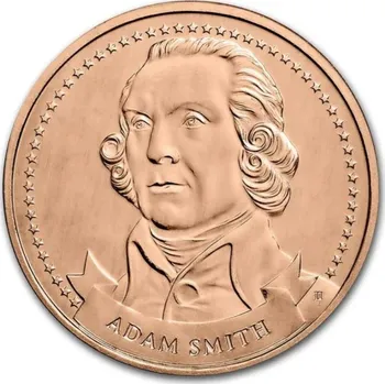 Měděná medaile 1 oz Adam Smith - Zakladatel Svobody