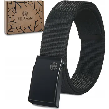 Opasek Betlewski pásek ke kalhotám pánský plátěný opasek černý látkový velká spona