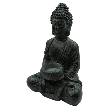 Svícen Svícen na čajové svíčky sedící Buddha, magnesium, 19 × 13 × 28 cm, na 1 svíčku 139331