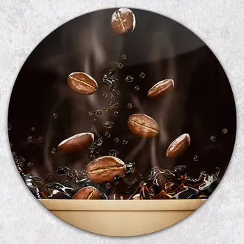 Kuchyňské prkénko Ozdobná Kulatá Skleněná Deska na Krájení a Servírování Horké Káva průměr 40 cm