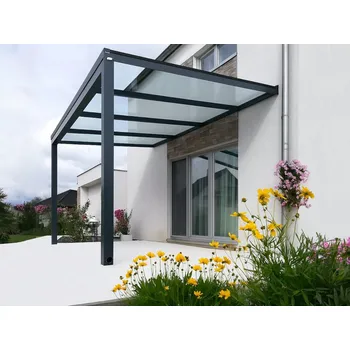Pergola Sestava pro montáž hliníkové pergoly antracit 7016 PC plný čirá 4×2,5 m