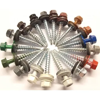 Šroub Samovrtný TEX farmářský šroub s EPDM podložkou 4,8 x20 mm / pozink RAL 7035 do oceli 2,5mm