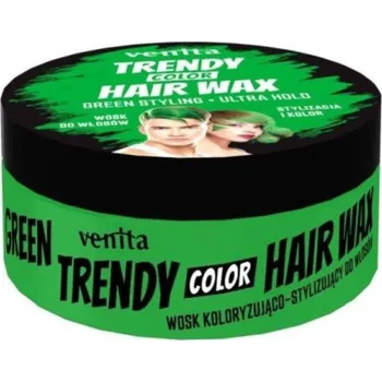 Stylingový přípravek Venita Trendy Hair Wax Ultra Hold - barevný vosk na vlasy, ultra držení, 75 g Green - zelený