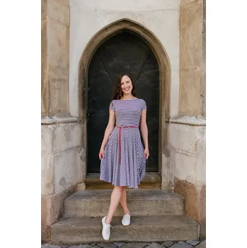 Dámské šaty Šaty Osudová Amabile s kr. rukávem, nižší gramáž, modrobílý proužek Velikost: L