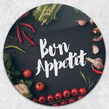 Kuchyňské prkénko Kulaté Skleněné Prkénko na Krájení a Servírování Bon Apetit Kuchyně průměr 40 cm