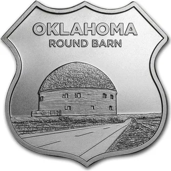 SMI Stříbrná medaile 1 oz Icons of Route 66 Oklahoma Round Barn Route 66 Oklahoma