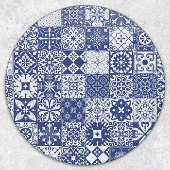 Kuchyňské prkénko Kulaté skleněné prkénko s dekorativním potiskem Španělské dlaždice fi 40 cm