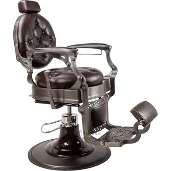 Kadeřnické křeslo Retro barber křeslo MONET - lesklá hnedo-černá