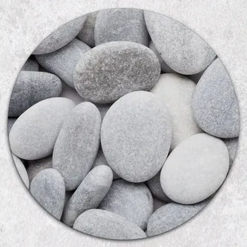 Kuchyňské prkénko Kulaté skleněné prkénko s dekorativním potiskem Velké šedé kameny průměr 40 cm