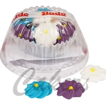 Cukrovinka Cukrové květiny - mix bílá,modrá,fialová 20ks