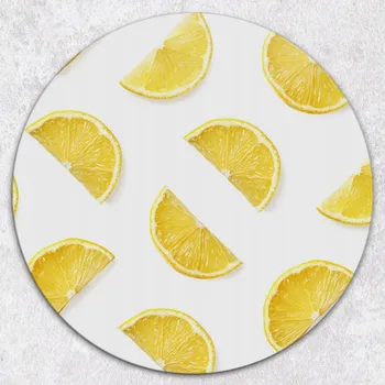 Kuchyňské prkénko Kulaté kuchyňské skleněné prkénko s grafikou citronů, tvrzené, průměr 40 cm