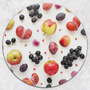 Kuchyňské prkénko Stylové a odolné kulaté skleněné prkénko s potiskem Jarní ovoce průměr 40 cm
