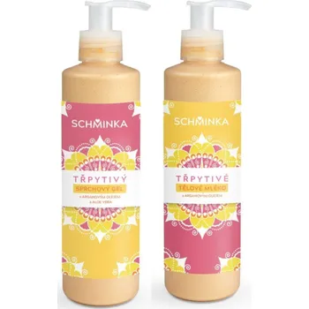 Sprchový gel SCHMINKA Výhodná sada: Třpytivé tělové mléko + Třpytivý sprchový gel - Argan