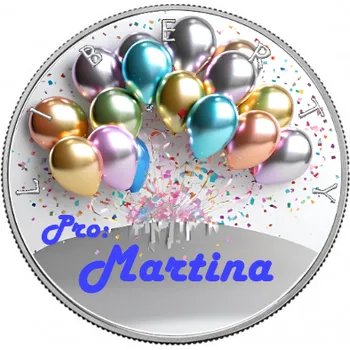 U.S. Mint Stříbrná mince 1oz kolorovaná - Přání k narozeninám s VLASTNÍM jménem 31.099998474121094 g