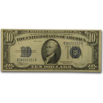 Sběratelství USA Stříbrný certifikát $10 VF 1934-D