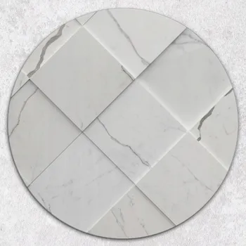 Kuchyňské prkénko Kulaté Skleněné Prkénko s Dekorativním Potiskem Mozaikových Dlaždic fi 40 cm