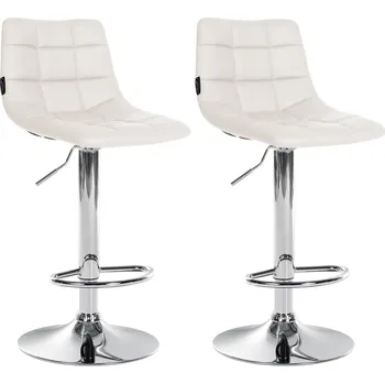 Barová židle Barové židle Sandford - 2 ks - umělá kůže | chrom/bílá