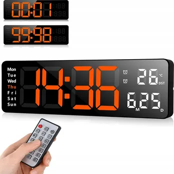 Hodiny Digitální LED stolní hodiny černé s teploměrem a budíkem