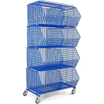 Skladový kontejner FEROPLAST spol. s.r.o Průmyslový úložný koš KS2, kompletní set 4 košů na kolečkách