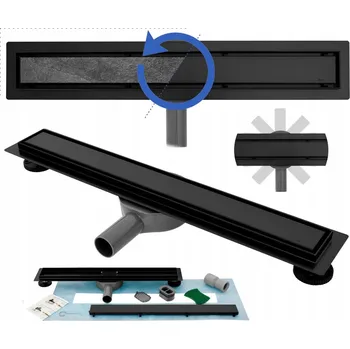 A4H Lineární Odtok nízký 100 cm 2v1 černý - Otočný sifon