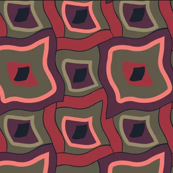 Strima Cuddle Fleece Print - Retro Squares, Dark Red