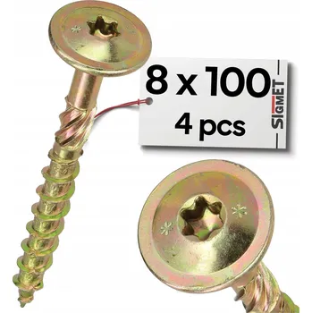 Vrut Tesařský vrut 8x100 T40, talířová hlava, 4 ks