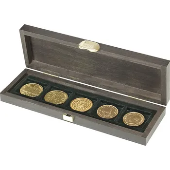 Obal pro sběratelský předmět Lindner Dřevěná kazeta na mince Carus Rozměr: Na 4 mince do průměru 52 mm
