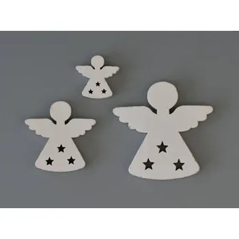 Dřevěné dekorace - ANDÍLEK BÍLÝ - A2 - STŘEDNÍ - 5 x 4,8 cm